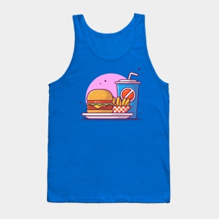 Burger, French Fries, And Soft Drink Cartoon Tank Top